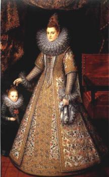 Frans The Younger Pourbus : Portrait of Isabella Clara Eugenia of Austria with her Dwarf